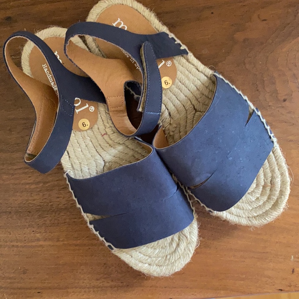 Anthropologie Maypol Blue Suede Flat Sandal